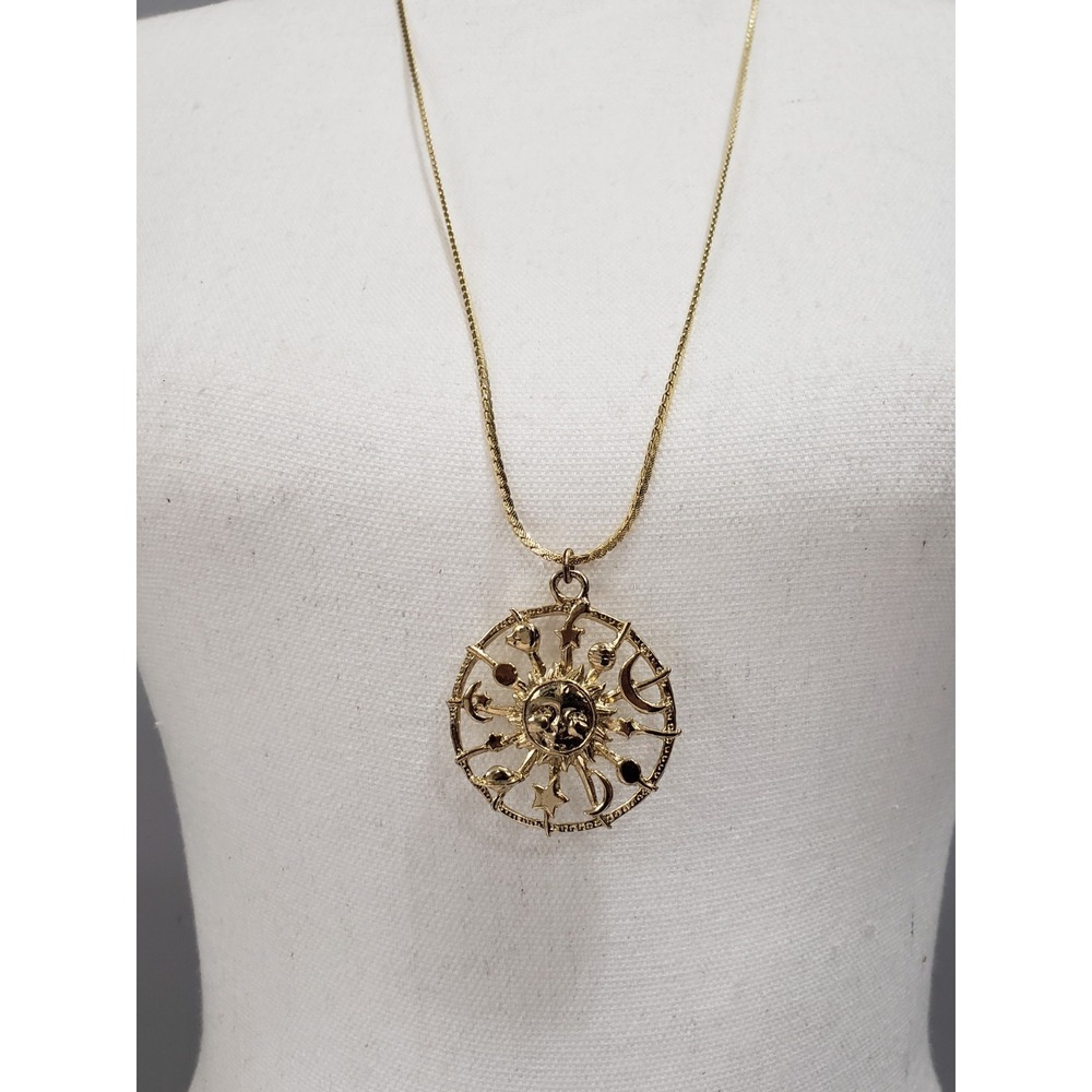 Celestial Galaxy Sun Moon Stars Planets Statement 90s Necklace Saturn Witchy